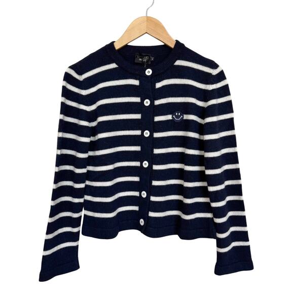 NWT Joshua Sanders Smiley Striped Cardigan Sweater Navy White – Size M Italy - Picture 2 of 7